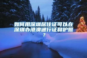 如何用深圳居住证可以在深圳办港澳通行证和护照？