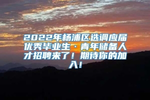 2022年杨浦区选调应届优秀毕业生·青年储备人才招聘来了！期待你的加入！