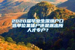 2020届毕业生深圳户口选单位集体户还是派出所人才专户？