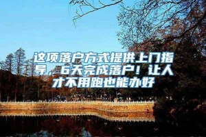 这项落户方式提供上门指导，6天完成落户！让人才不用跑也能办好