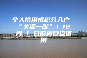 个人信用成积分入户“关键一脚”！12 月 1 日前需自查信用