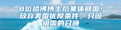 8位哈佛博士后集体回国！放弃美国优厚条件，只因祖国的召唤