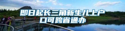 即日起长三角新生儿上户口可跨省通办