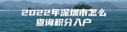 2022年深圳市怎么查询积分入户