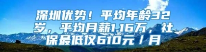 深圳优势！平均年龄32岁，平均月薪1.16万，社保最低仅610元／月