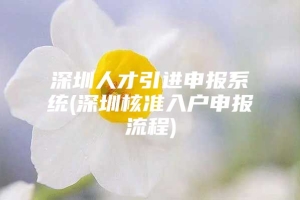 深圳人才引进申报系统(深圳核准入户申报流程)