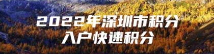 2022年深圳市积分入户快速积分