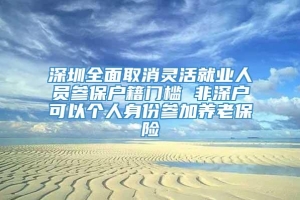 深圳全面取消灵活就业人员参保户籍门槛 非深户可以个人身份参加养老保险