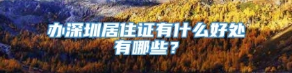 办深圳居住证有什么好处有哪些？