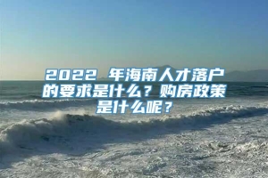 2022 年海南人才落户的要求是什么？购房政策是什么呢？