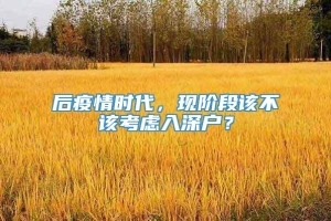 后疫情时代，现阶段该不该考虑入深户？