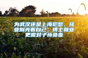 为武汉还是上海犯愁，择业别光看自己，博士就业更需对子孙负责