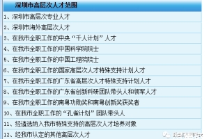 深圳市高层次人才认定标准、引进政策、证书申请条件等知识汇总