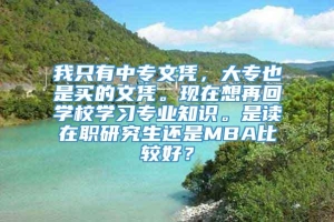 我只有中专文凭，大专也是买的文凭。现在想再回学校学习专业知识。是读在职研究生还是MBA比较好？