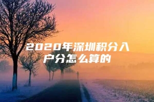 2020年深圳积分入户分怎么算的