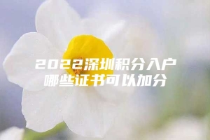 2022深圳积分入户哪些证书可以加分