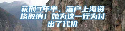 获刑3年半、落户上海资格取消！她为这一行为付出了代价