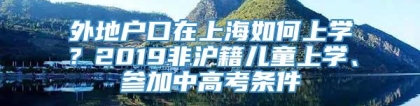 外地户口在上海如何上学？2019非沪籍儿童上学、参加中高考条件