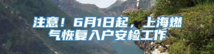 注意！6月1日起，上海燃气恢复入户安检工作