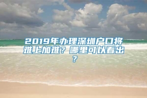 2019年办理深圳户口将难上加难？哪里可以看出？