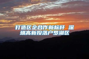 打造区企合作新标杆 深圳高新投落户罗湖区