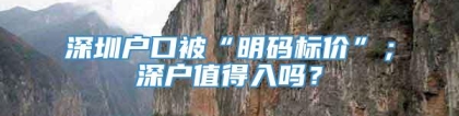 深圳户口被“明码标价”；深户值得入吗？