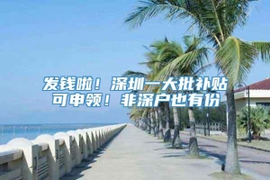 发钱啦！深圳一大批补贴可申领！非深户也有份