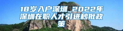 18岁入户深圳_2022年深圳在职人才引进秒批政策