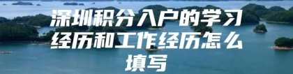 深圳积分入户的学习经历和工作经历怎么填写