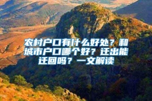 农村户口有什么好处？和城市户口哪个好？迁出能迁回吗？一文解读