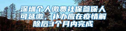 深圳个人缴费社保参保人可延缴，补办应在疫情解除后3个月内完成