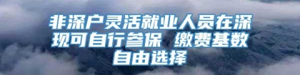 非深户灵活就业人员在深现可自行参保 缴费基数自由选择