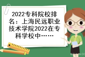 2022专科院校排名：上海民远职业技术学院2022在专科学校中排名第几？