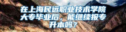 在上海民远职业技术学院大专毕业后，能继续报专升本吗？