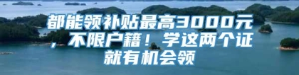 都能领补贴最高3000元，不限户籍！学这两个证就有机会领