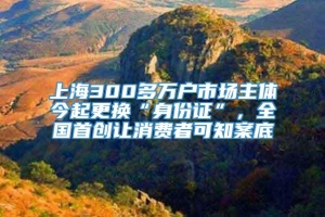 上海300多万户市场主体今起更换“身份证”，全国首创让消费者可知案底