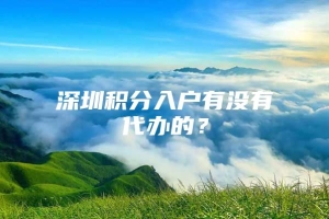 深圳积分入户有没有代办的？