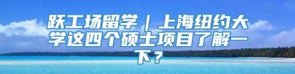 跃工场留学｜上海纽约大学这四个硕士项目了解一下？