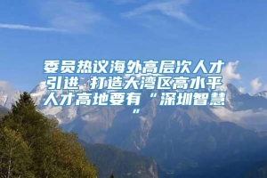 委员热议海外高层次人才引进 打造大湾区高水平人才高地要有“深圳智慧”