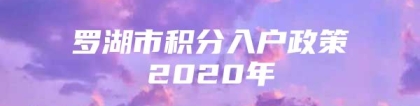 罗湖市积分入户政策2020年