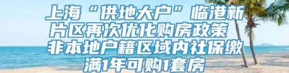 上海“供地大户”临港新片区再次优化购房政策 非本地户籍区域内社保缴满1年可购1套房