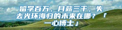 留学百万，月薪三千，失去光环海归的未来在哪？「一心博士」