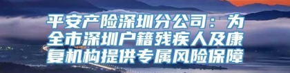 平安产险深圳分公司：为全市深圳户籍残疾人及康复机构提供专属风险保障