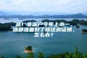 急！非深户今年上小一，啥都准备好了除住房证明，怎么办？