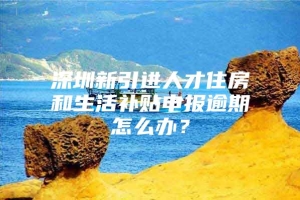 深圳新引进人才住房和生活补贴申报逾期怎么办？