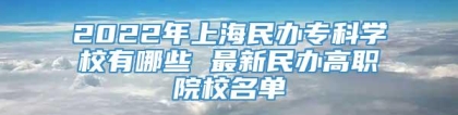 2022年上海民办专科学校有哪些 最新民办高职院校名单