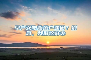 早产双胞胎落户遇困？别急，我们这样办