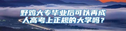 野鸡大专毕业后可以再成人高考上正规的大学吗？