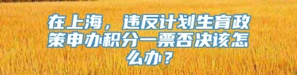 在上海，违反计划生育政策申办积分一票否决该怎么办？