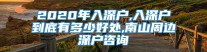 2020年入深户,入深户到底有多少好处,南山周边深户咨询